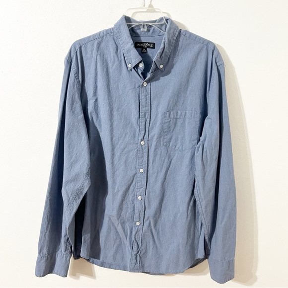 J. Crew Mercantile Casual Long Sleeve Button-Down Shirt Breast Pocket Blue Cuffs - Picture 1 of 7